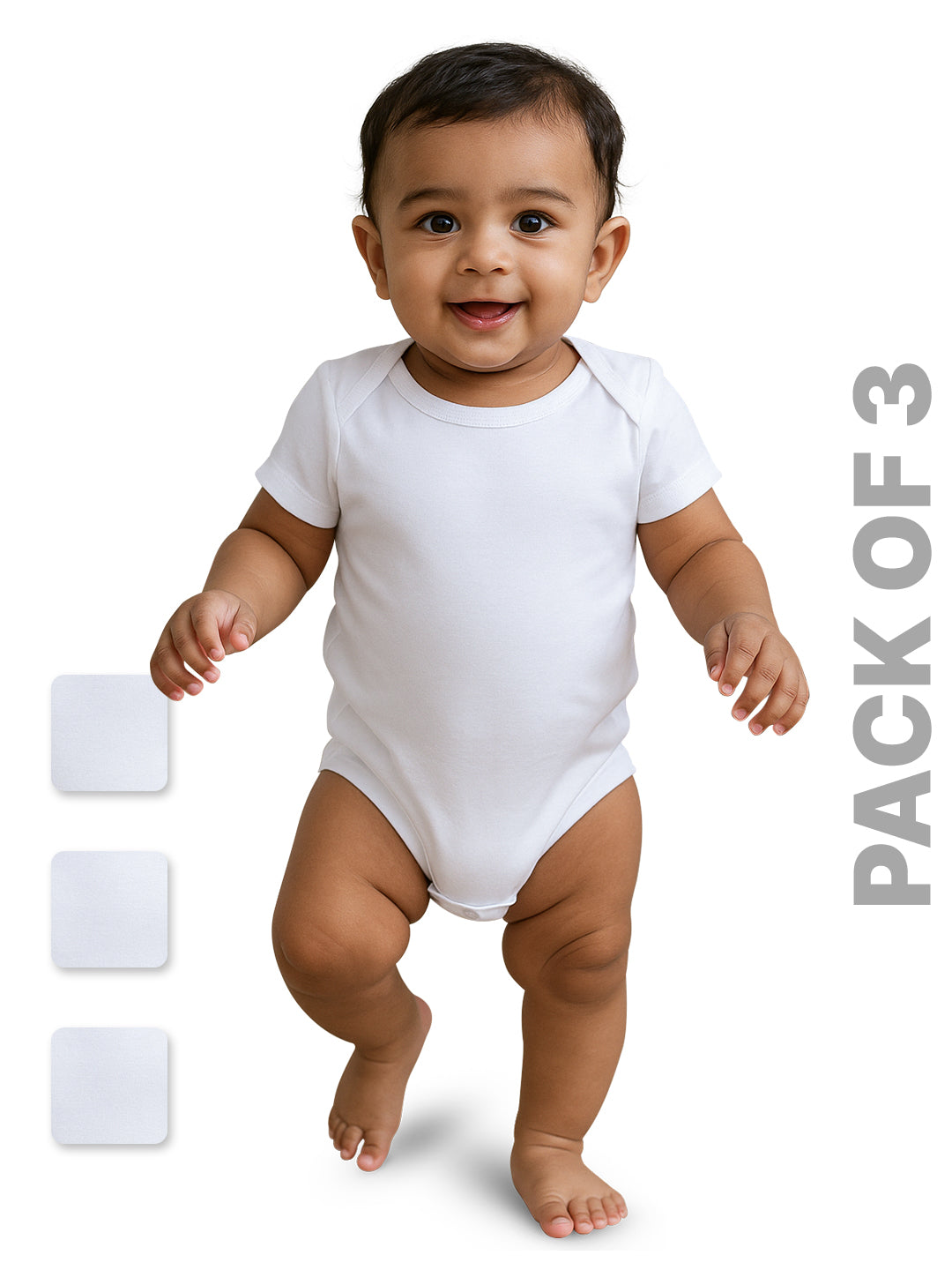 Short Sleeve Unisex Bodysuits Half Sleeve Pack of 3 made of Pure Cotton interlock Fabric