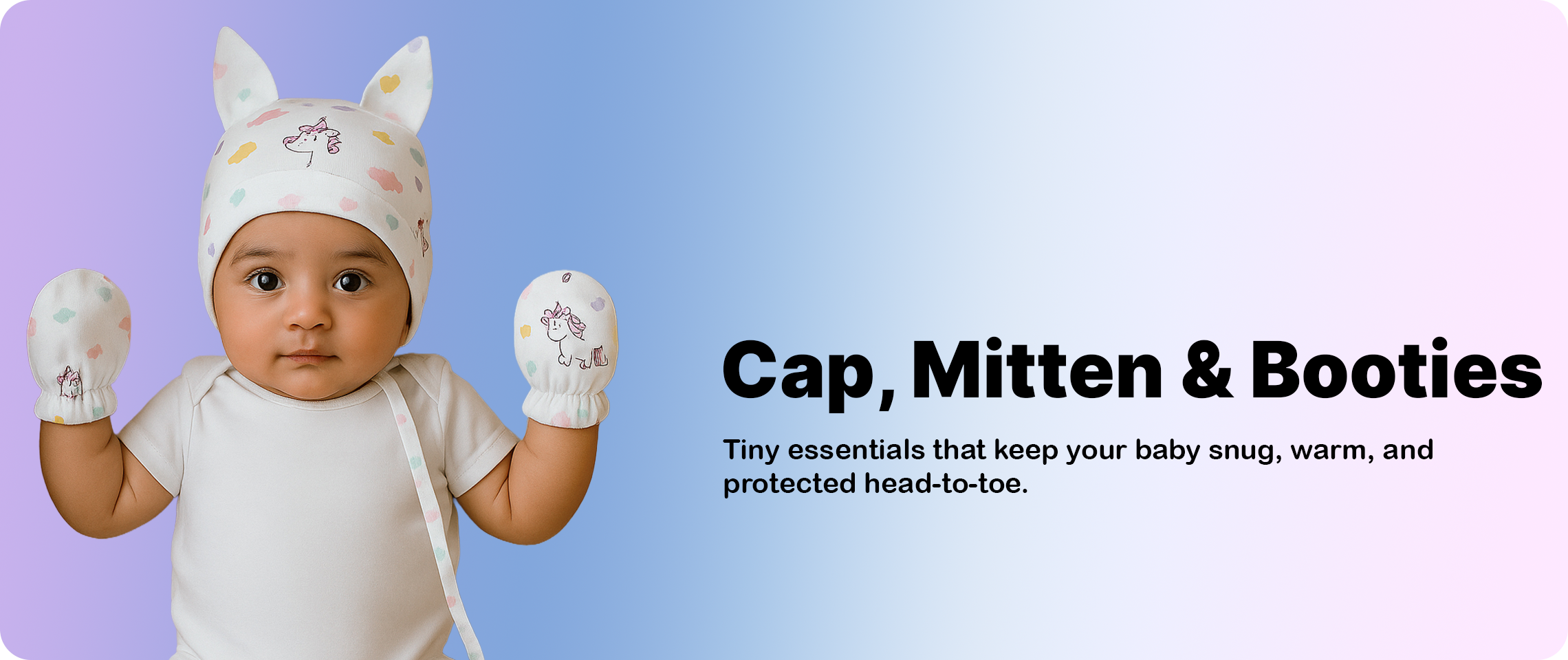 Muslin Cap, Mittens & Booties