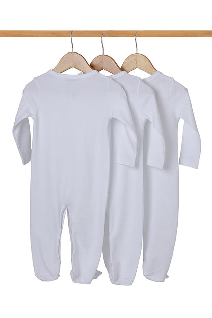 Long Sleeve Unisex Sleepsuits  Pack of 3 made of Pure Cotton interlock Fabric